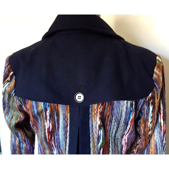 Moon Collection multi-color 'yarn' woven coat jacket striped M - Picture 6 of 11